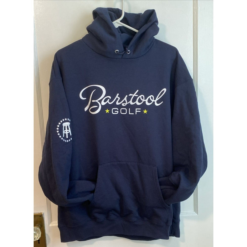 Barstool Golf Champion ECO Hoodie Sweatshirt Mens XL Navy Blue Fleece Drawstring